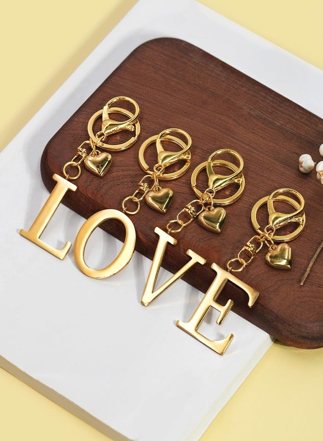 nylry Gold Heart Initial Letter Keychain Gift for Women Bag Charm Purse Charms for Handbags Initial Keychains for Women Cute Metal Alphabet A-Z Gold Bag Charms Accessories-Gold M - Image 2